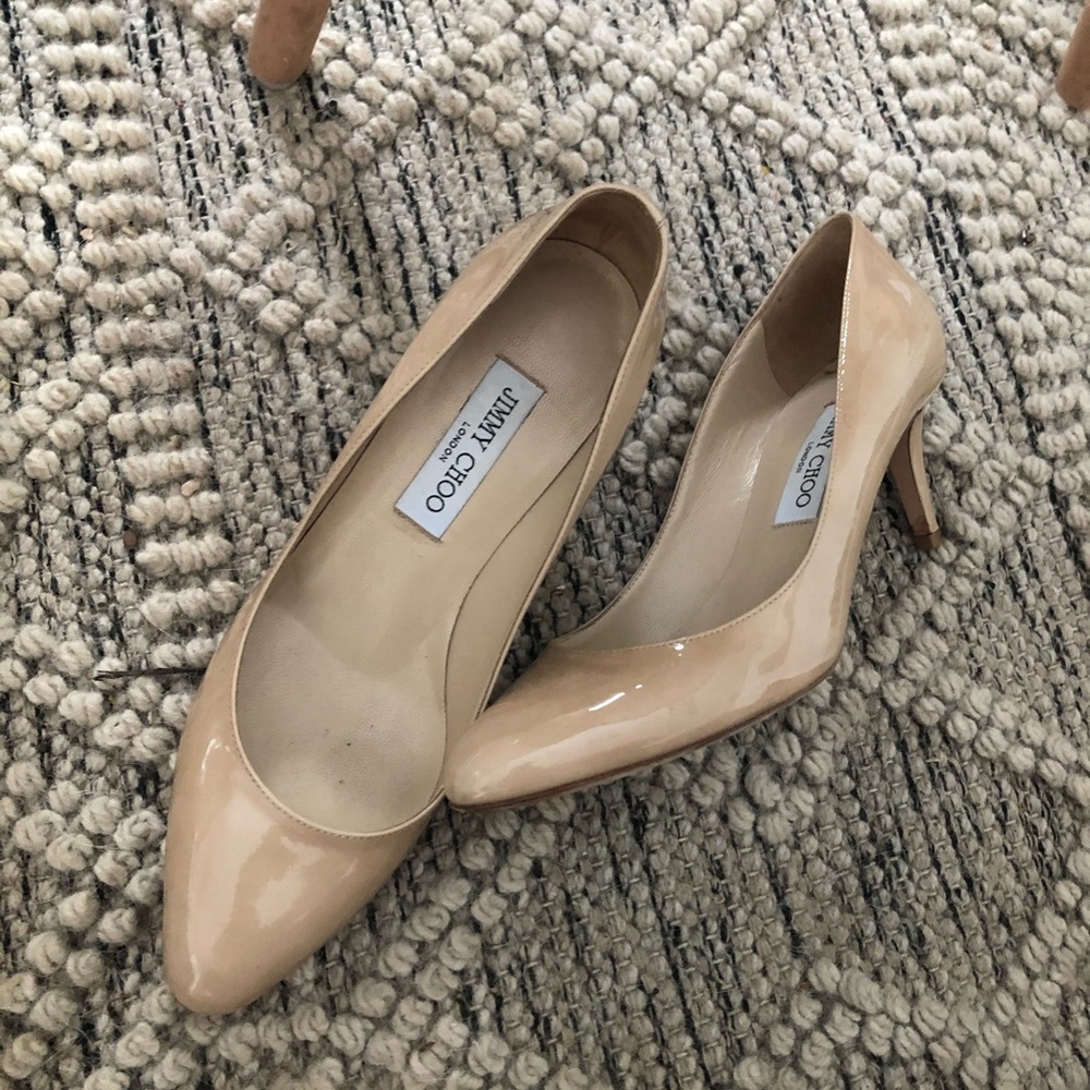 Jimmy Choo 2.53” Irena Heel Nude Pump Gem